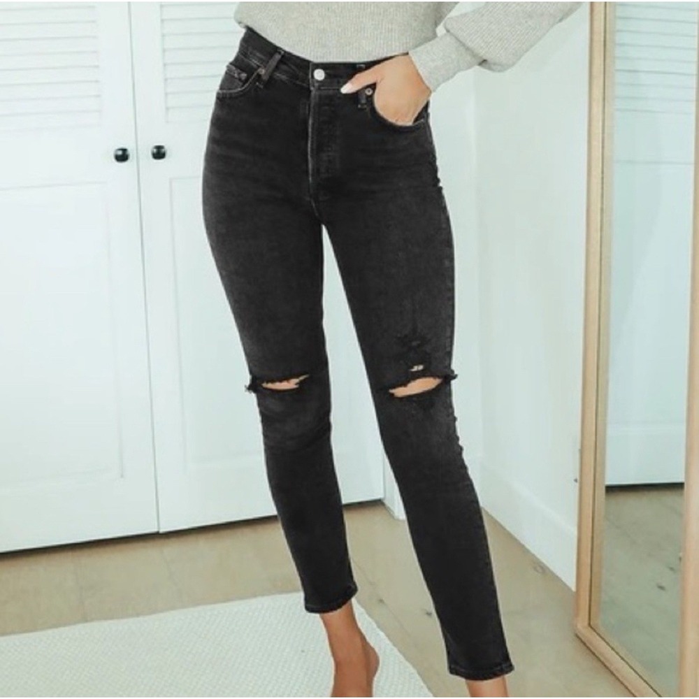 AGOLDE Nico High Rise Slim Denim Jeans in‎ Cassette Distressed Size 31
